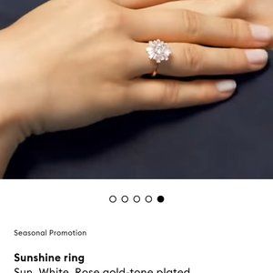 Swarovski Rose Gold-Tone White Crystal Flower Ring